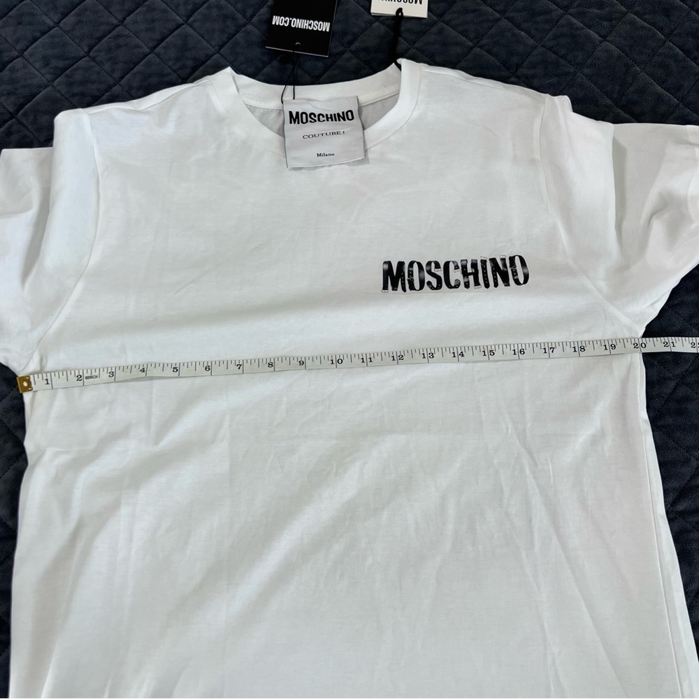 Moschino Couture Shirt Men Medium (IT 48) White Short Sleeve Logo Cotton B17 - Picture 5 of 7